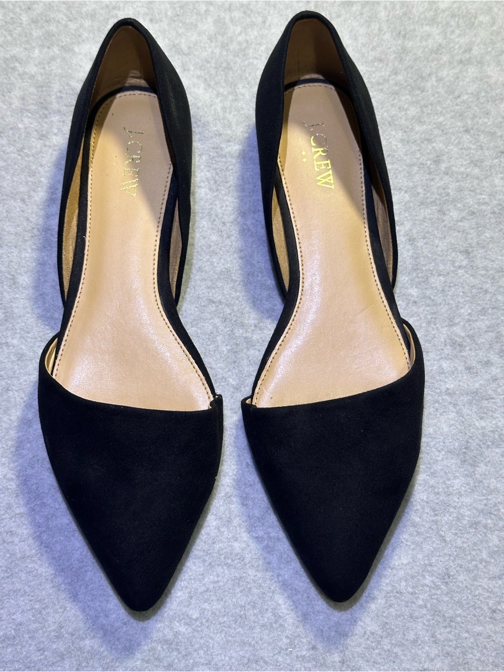J.Crew Black Suede Pointed Toe D’Orsay Flats Size 9